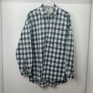 World Island Men's Plaid Button Down Shirt Medium Long Sleeve Cotton